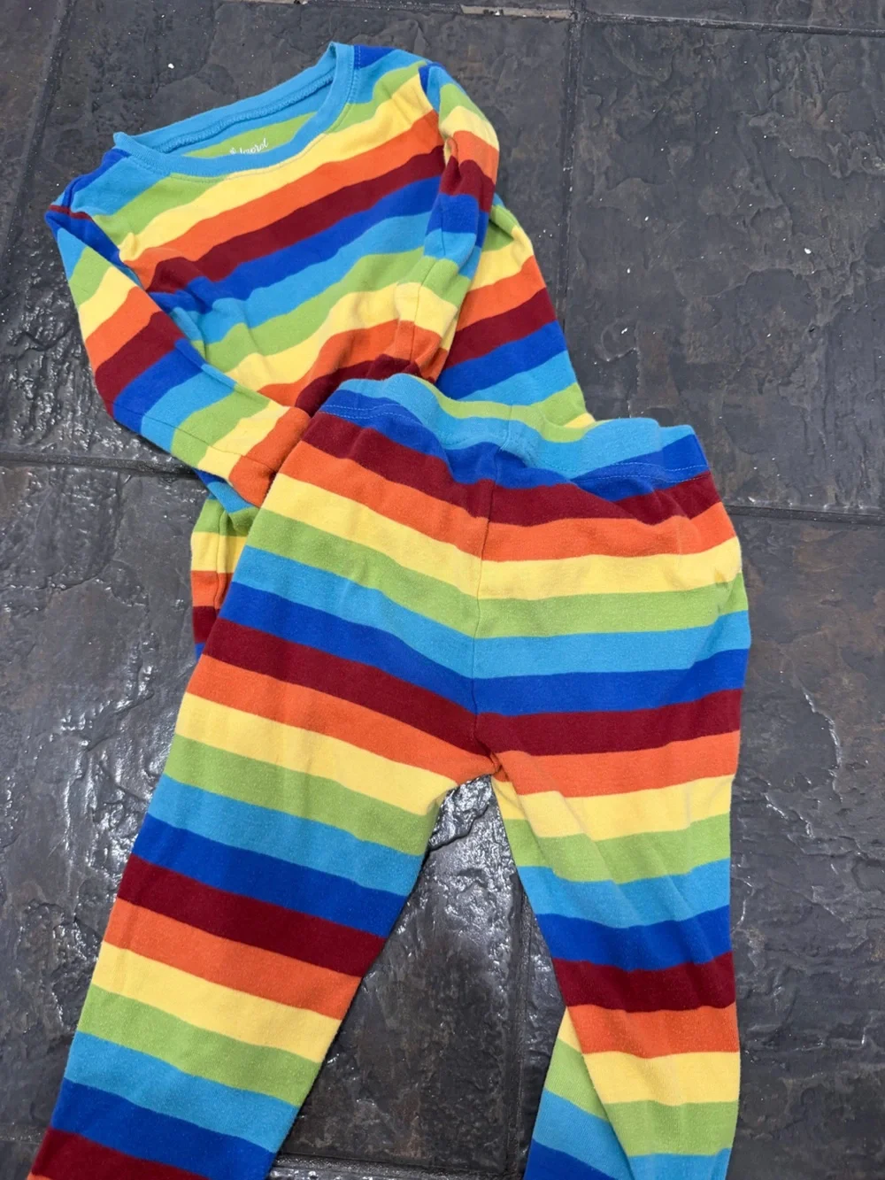 Leveret Kids Rainbow Stripe Pajama Set Size 6 Long Sleeve Colorful PJs